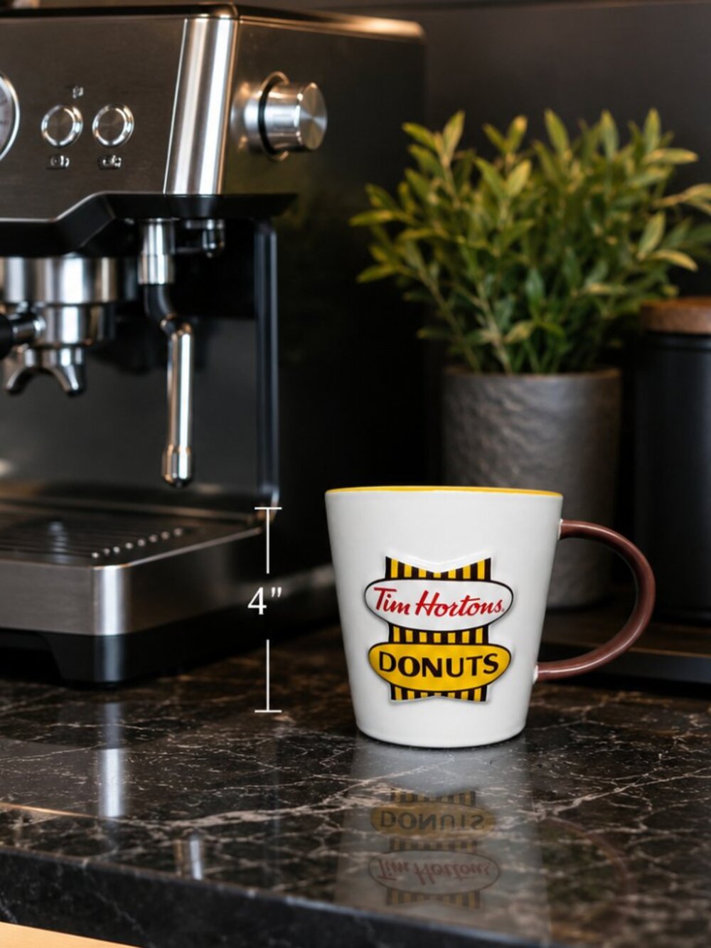 Tim Hortons Retro 3D Donuts Mug 2025 Embossed Ceramic Yellow Interior New